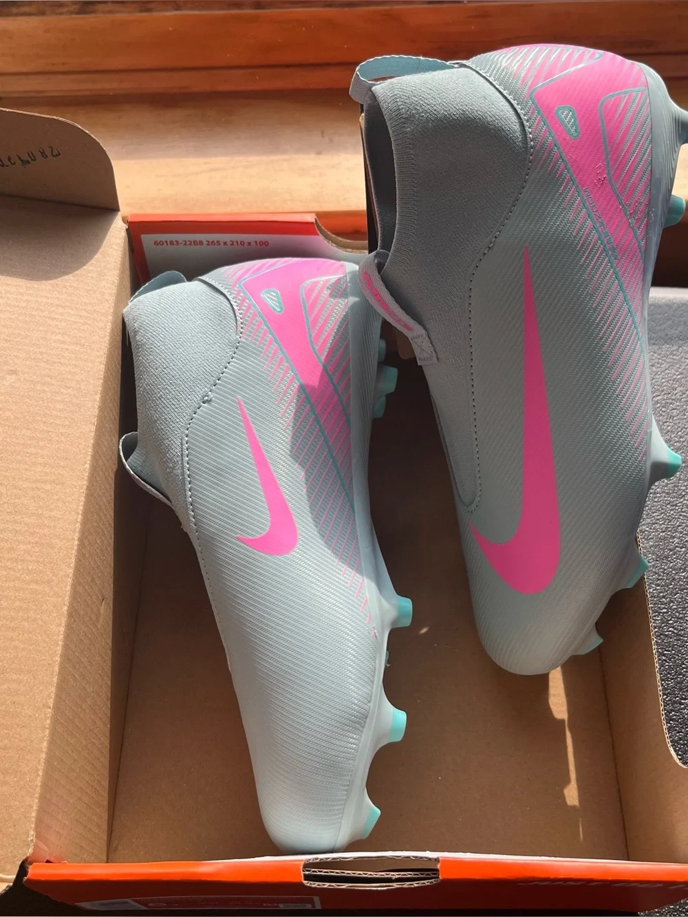 Nike Jr. Zoom Superfly 10 Academy FG/MG Blue Pink Laceless Sz 6Y NIB